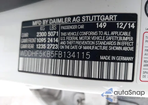 2015 Mercedes-Benz E 350 из США, поврежденный, VIN WDDHF5KB5FB134115